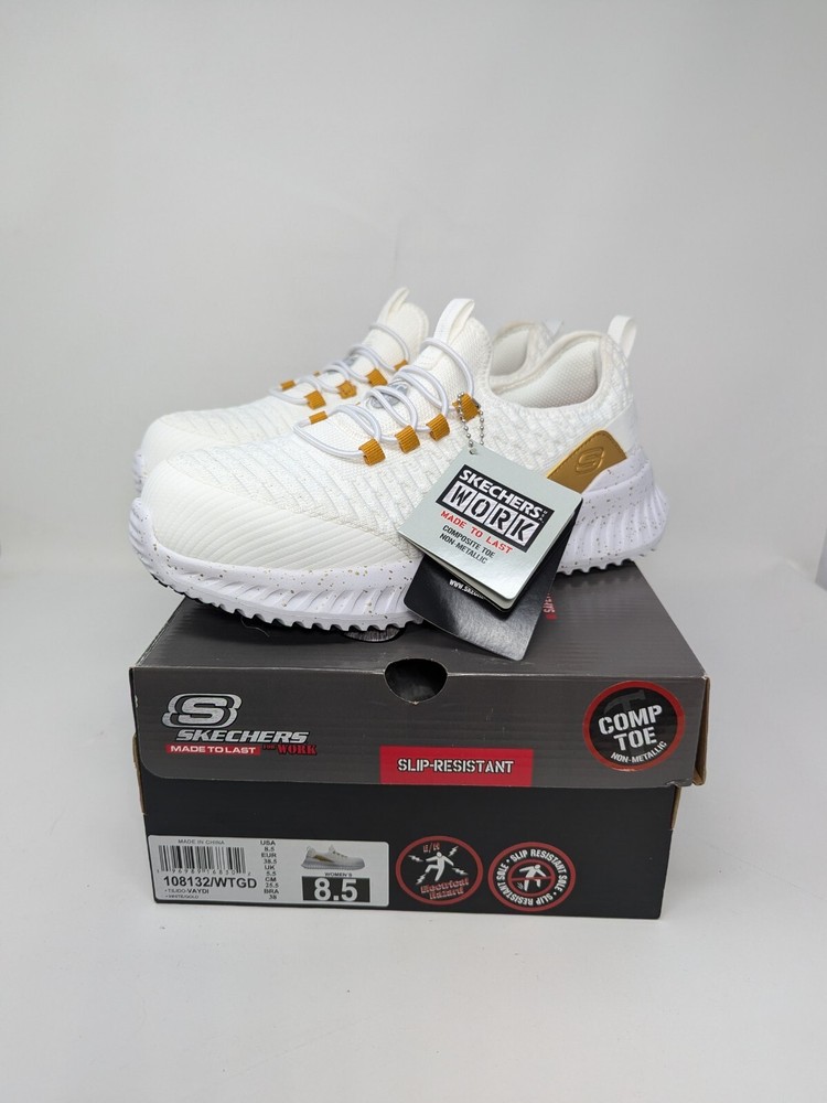 Skechers Tilido Vaydi Slip-Resistant White Work Shoes Women's Size 8.5