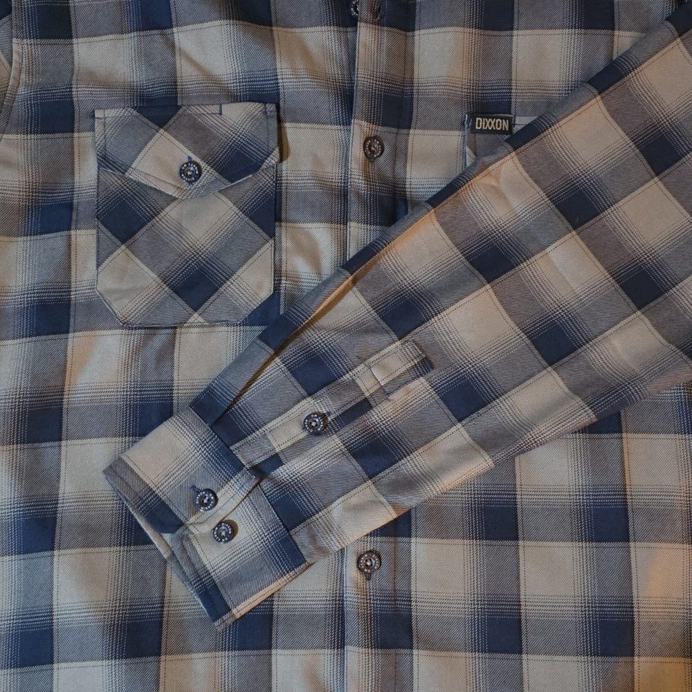 Dixxon Mighty Mo Men's XL Plaid Flannel Shirt Blue Gray D-Tech Button-Up