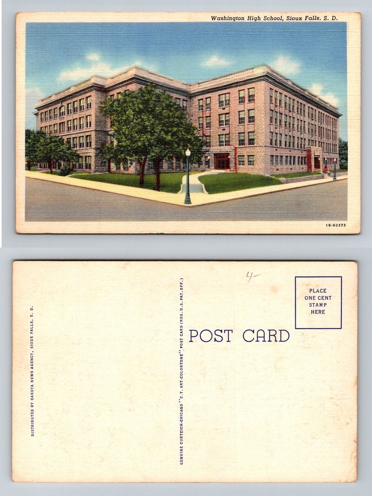 Sioux Falls, SD-South Dakota Washington High School Corner View Vintage Postcard