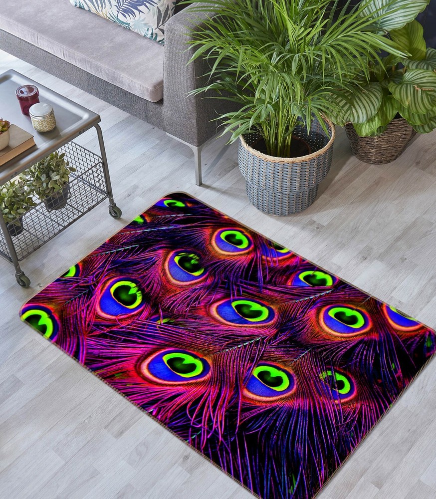 3D Red Peacock Feather O3171 Animal Non Slip Rug Mat Elegant Photo Carpet Fay