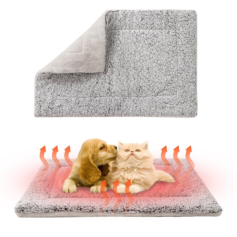 Self Warming Cat Bed, Double Used Plush Warm Pet Heaed Pad for Crate, Floor, ...