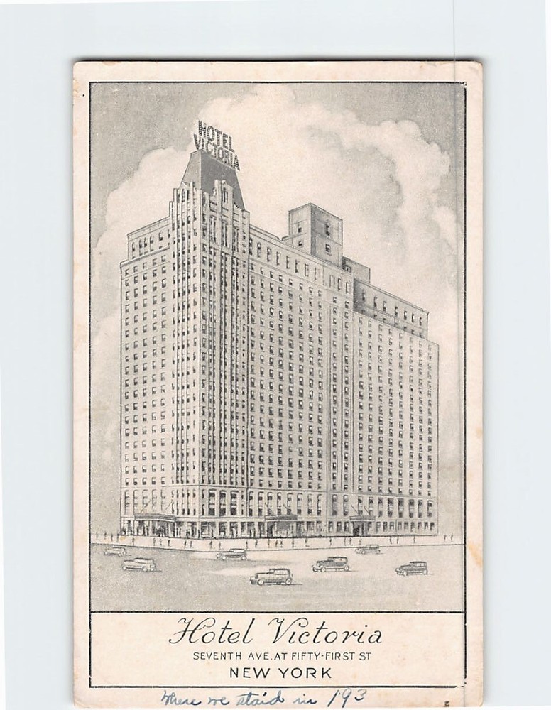 Postcard Hotel Victoria New York City New York USA