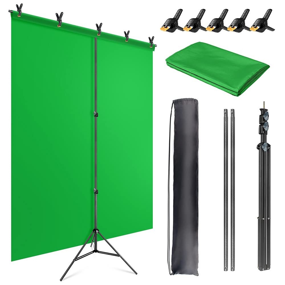 Green Screen Backdrop Kit with Stand, 5X6.5ft Portable Green Screen Backdrop ...