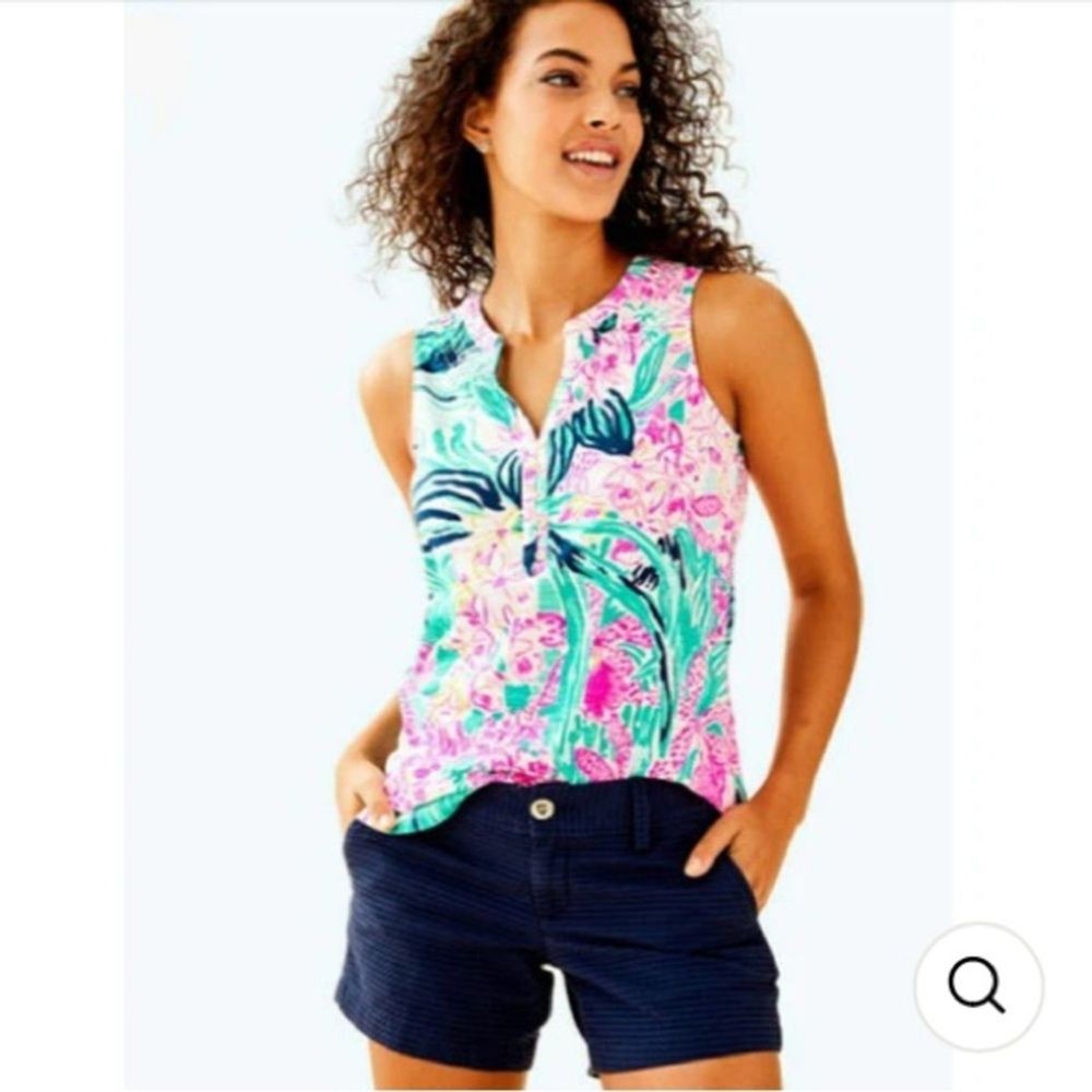 Lilly Pulitzer Essie Smocked Tunic Tank Top XL