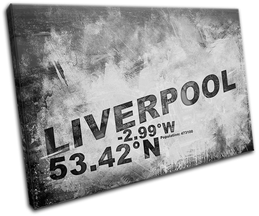 Liverpool England City Typography SINGLE CANVAS WALL ART Picture Print VA
