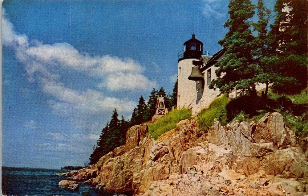 Postcard Bass Harbor Light Acadia National Park Desert Island, Maine ME-image