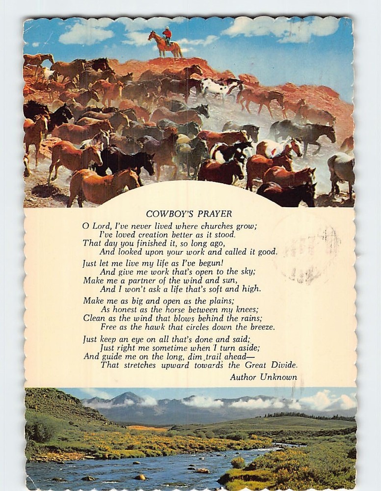 Postcard Cowboys Prayer USA
