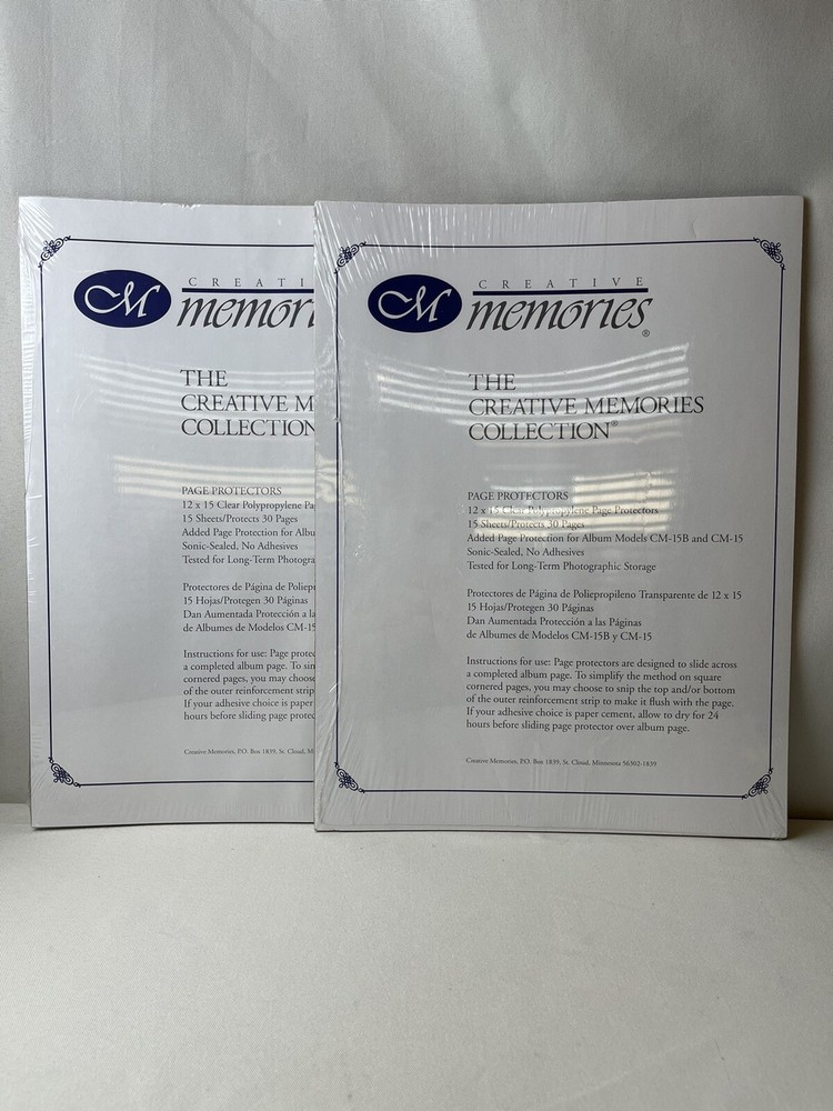 Creative Memories 2 Pks 12x15 Scrapbook Page Protectors 15 Sheets Each New CM-15