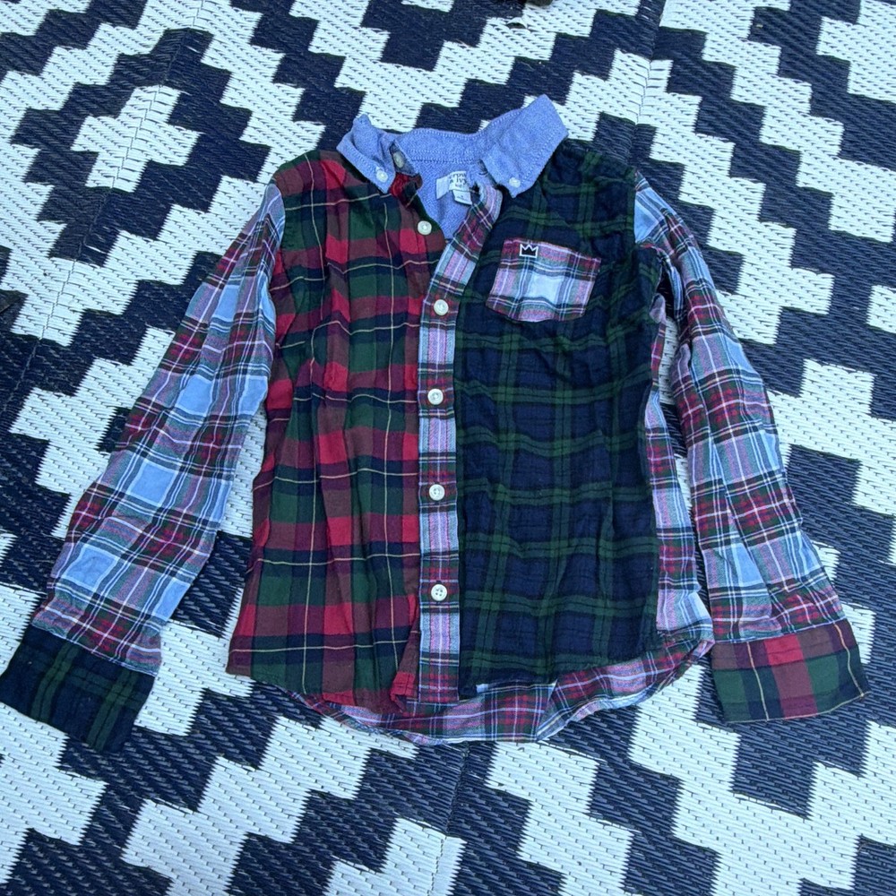 Crown & Ivy Kids Boys Size 5 Multicolor Plaid Long Sleeve Collared Button-Up