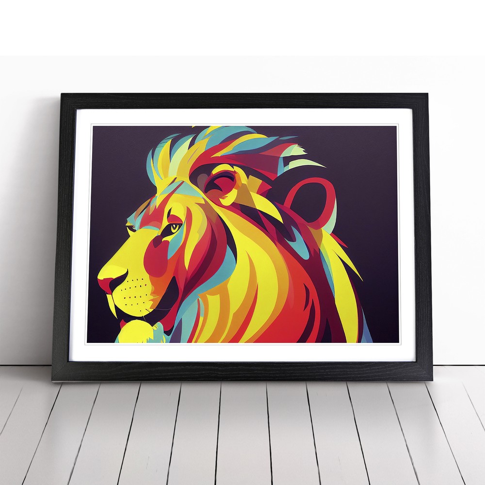 Lion Pop Art Abstract Wall Art Print Framed Canvas Picture Poster Decor