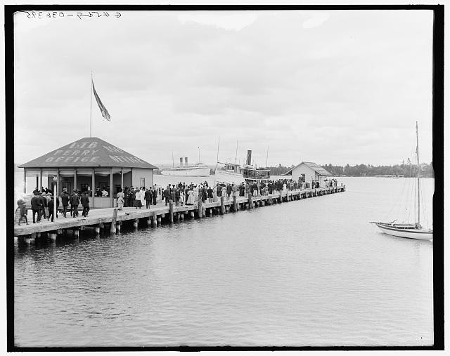 Photo:Harbor Springs Mich 1900s North Land Ferry Dock Crowd Steamboats