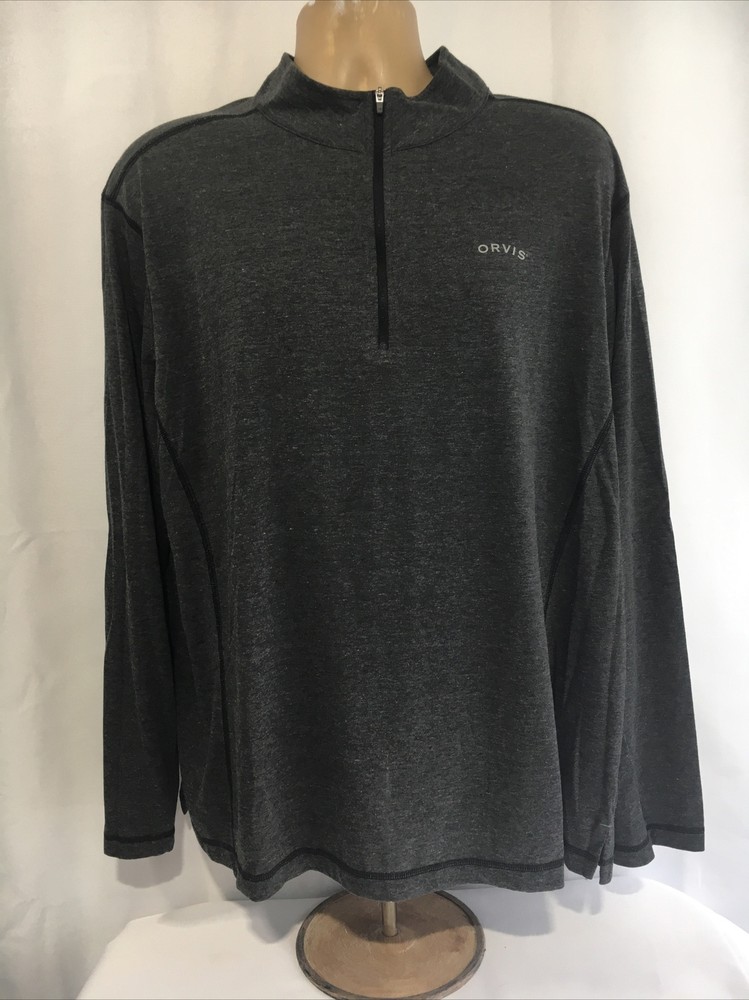 Orvis 1/4 Zip Light Weight Gray Pullover Athletic Outdoor Shirt Men’s Sz XXL
