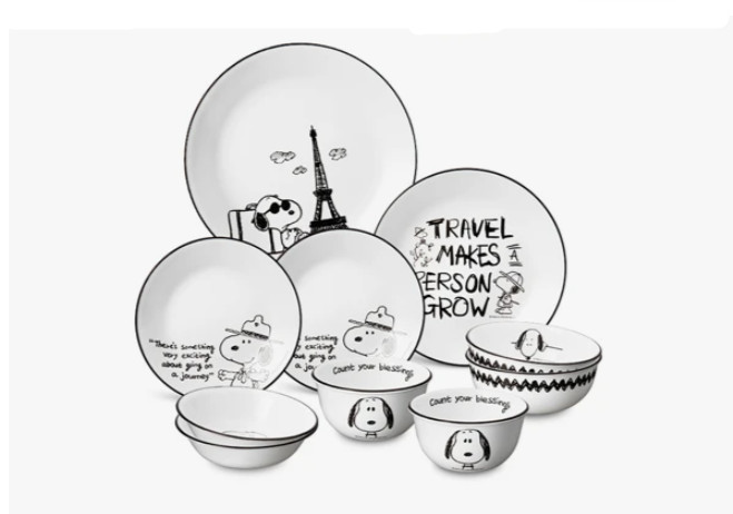CORELLE x Peanuts Snoopy & Charlie Edition 10P Set Dinnerware Plate Bowl-Express