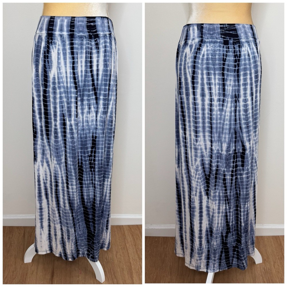 NWT Ann Taylor LOFT Tie Dye Maxi Skirt Size XS Blue White Elastic Waistband