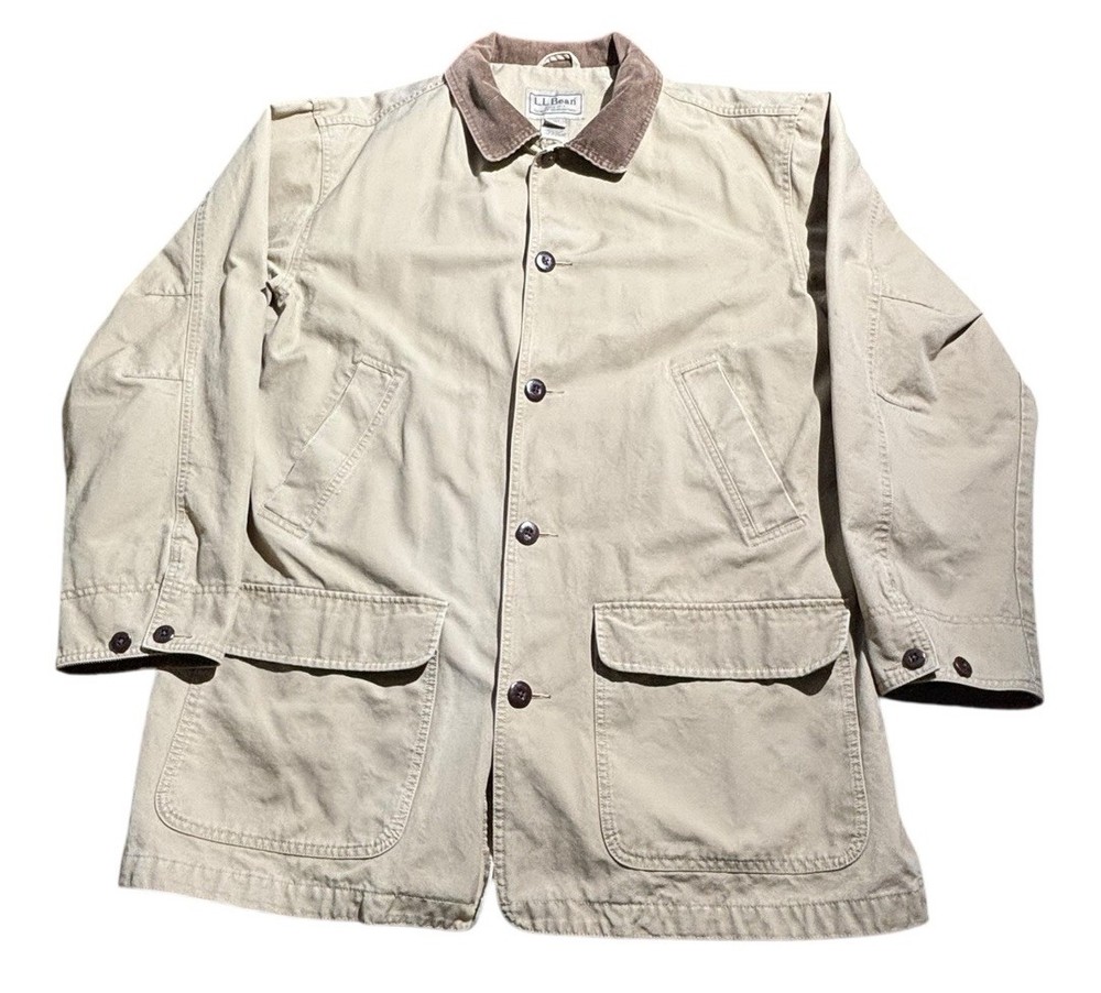 LL Bean Field Chore Barn Jacket Coat Men’s XL Tall Khaki Brown Corduroy Collar