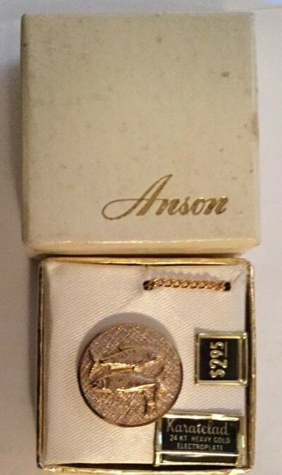 ANSON Tie Tack Pisces W/ Original Box Horoscope Mens Karatclad Vintage