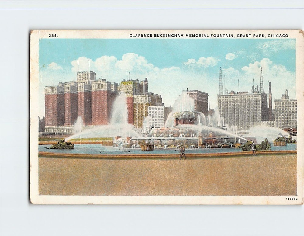 Postcard Buckingham Memorial Fountain Chicago Illinois USA