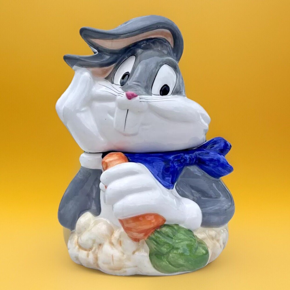 1993 Bugs Bunny Eating Carrot Ceramic Cookie Jar Warner Bros. Y2K Granny Gift