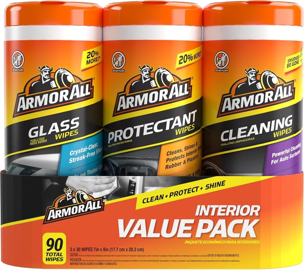 Car Interior Value Pack, 90 Count, Includes Auto Glass Cleaner, Cleaning