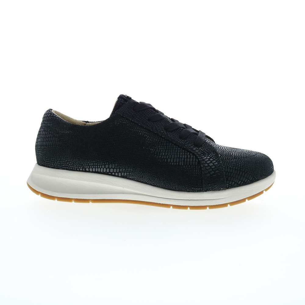 Revere Athens Womens Black Leather Lace Up Lifestyle Sneakers Shoes