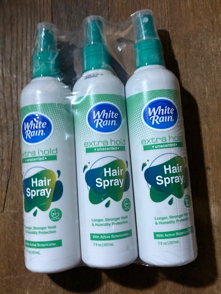 3 Pack White Rain Extra Hold Hair Spray Unscented 7 Oz Each