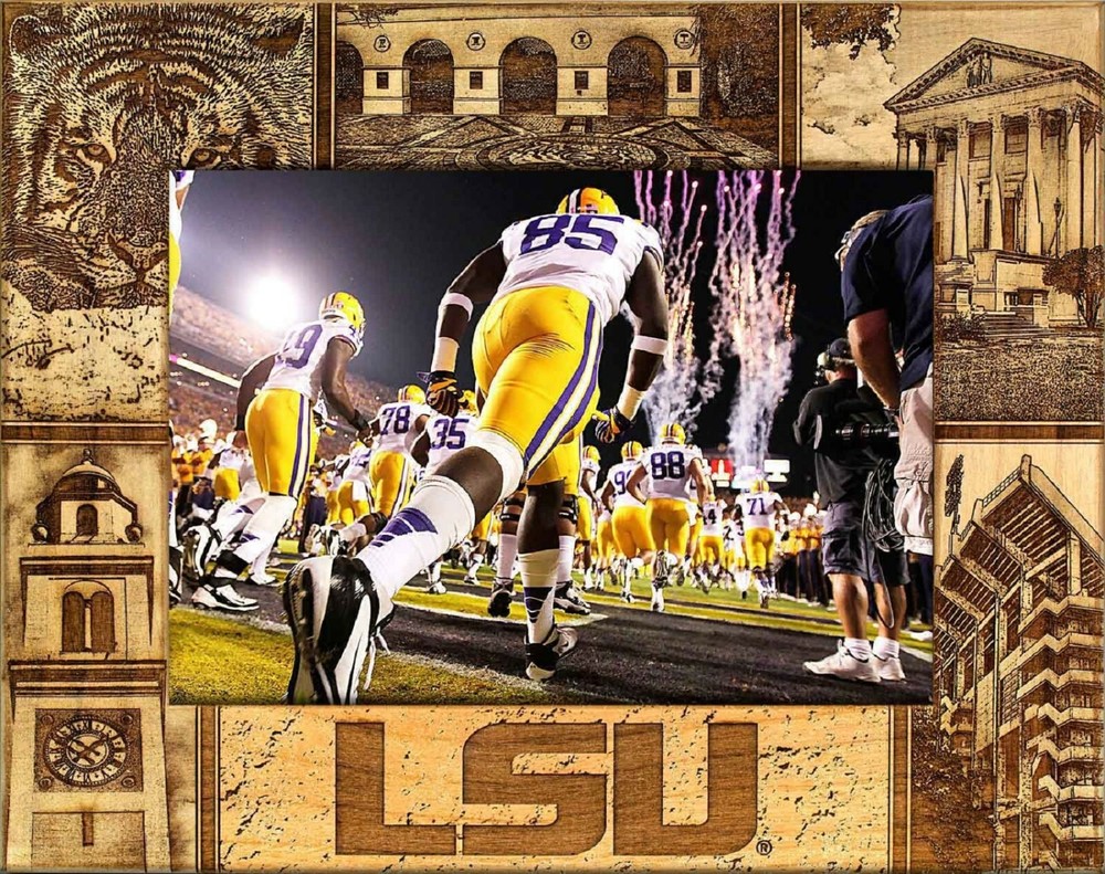 LSU Laser Engraved Wood Picture Frame (4 x 6)