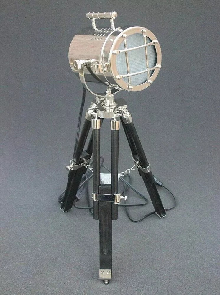 Marine Searchlight Tripod Lamp Chrome Finish Bedroom Lighting
