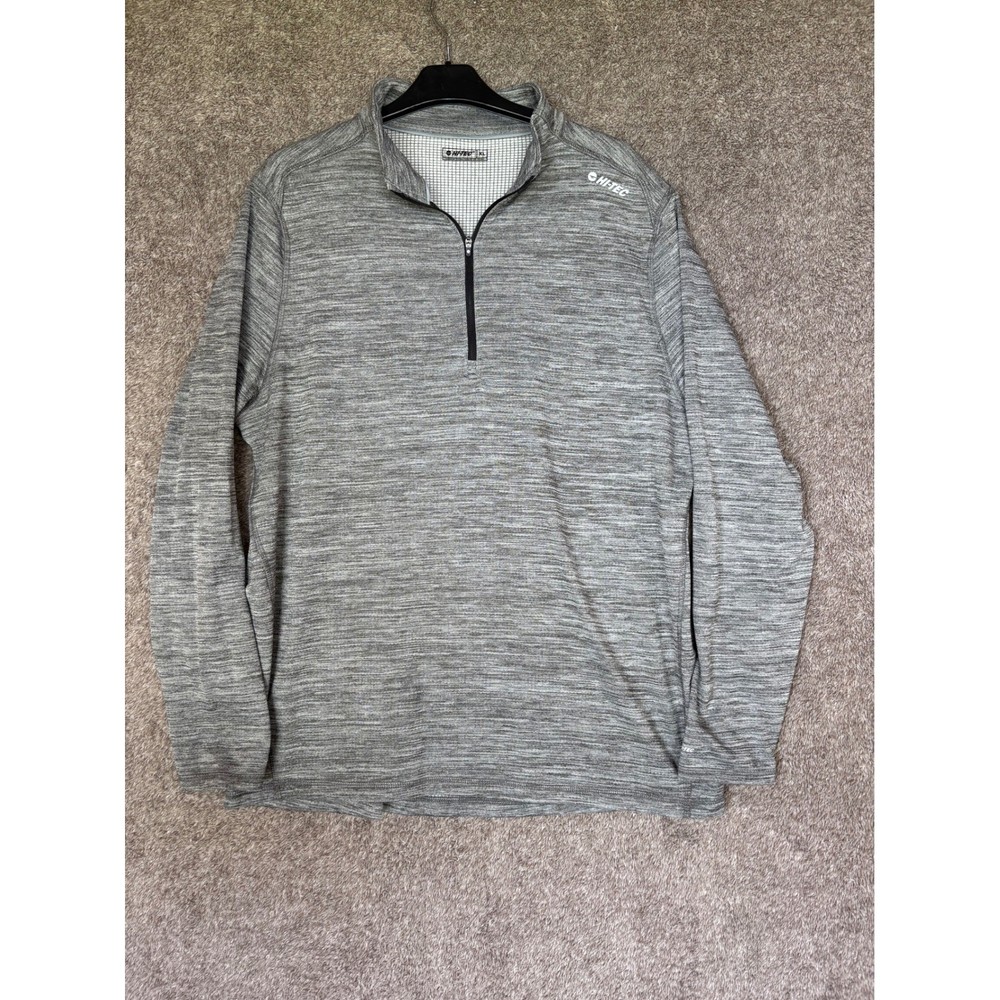 Hi Tec Men's XL Gray Quarter Zip Long Sleeve Athletic Pullover Shirt