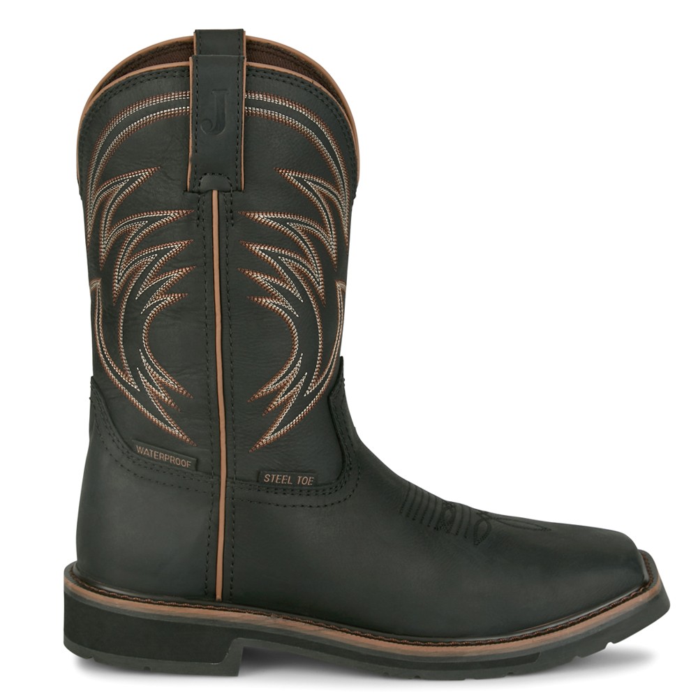 Justin Original Workboots Stampede Widowmaker 11 Inch Waterproof Embroidered Steel Toe