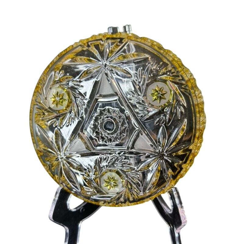 Vintage Walther Crystal Bowl Clear and Yellow Kristallglas