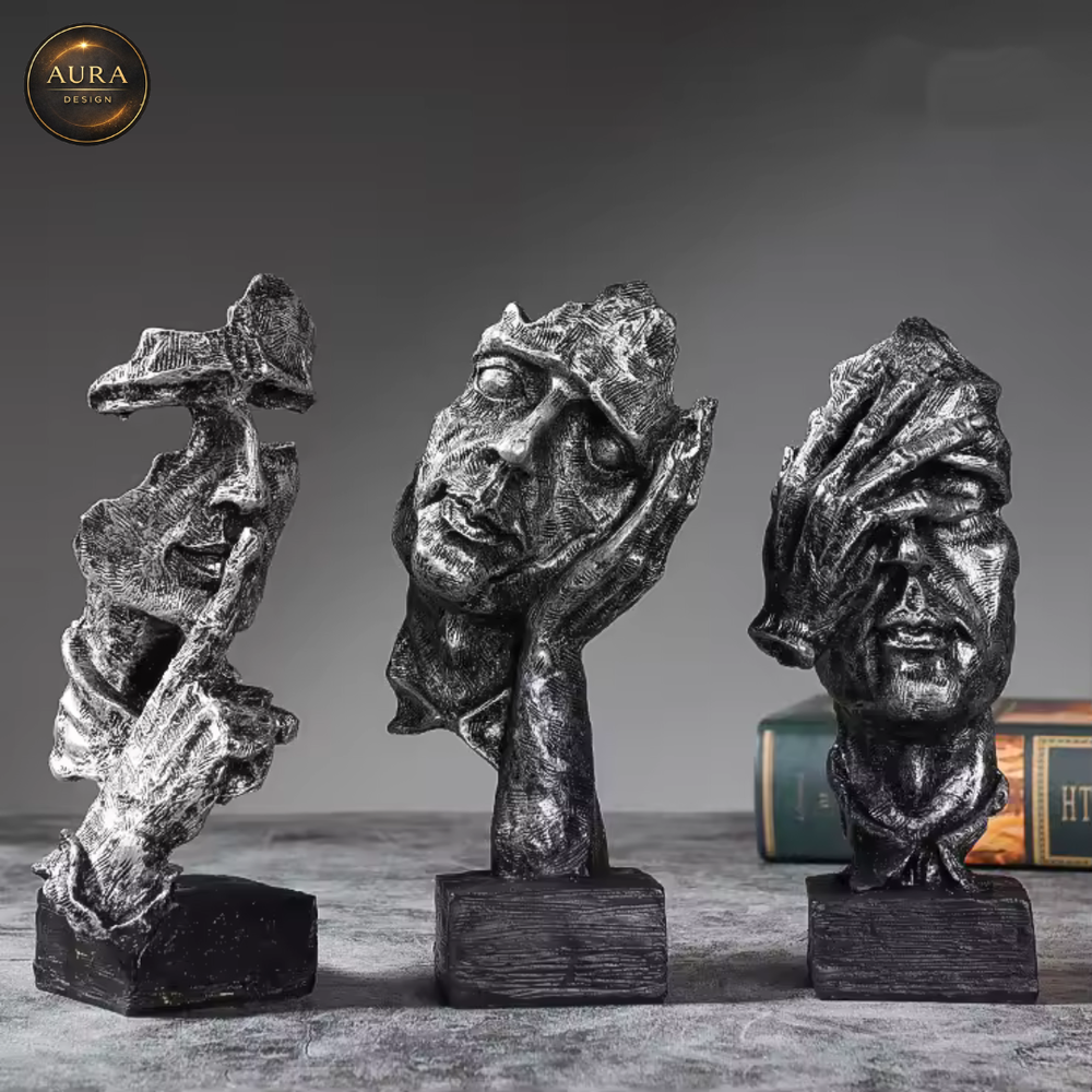 🏛 Modern Decorative Statue Silence 16cm Silver✨ Collectible Ornament