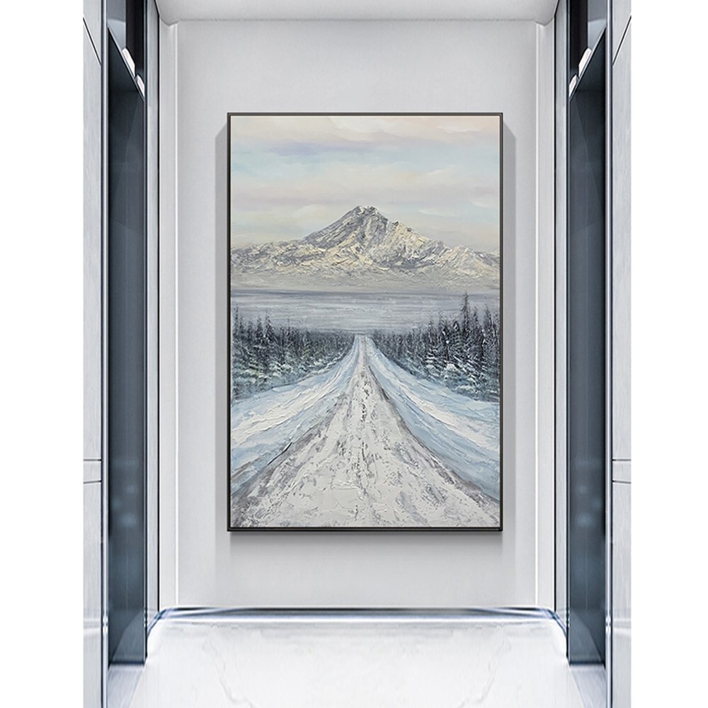 Snow Mountain Scenery Oil Painting Abstract Handmade Canvas Decorative Mural