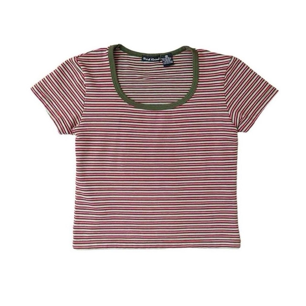 Vintage 90s Y2K Red Paint Striped Cropped Tee