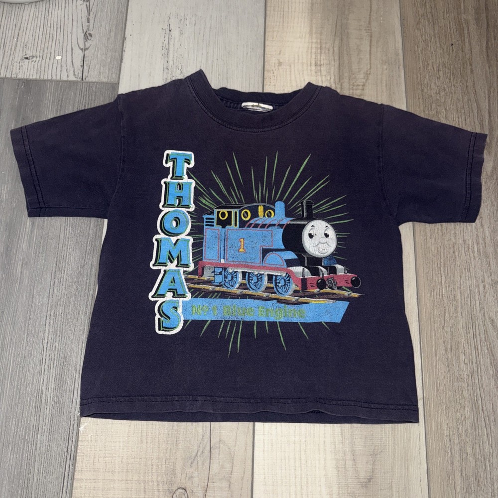 Vintage kids youth Thomas the Tank Engine Train blue graphic T-shirt - size 4/5