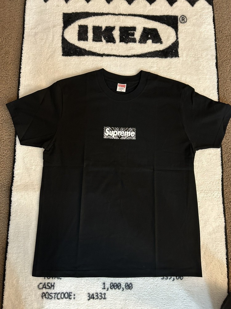 Supreme Bandana Box Logo Tee Black  - Size M