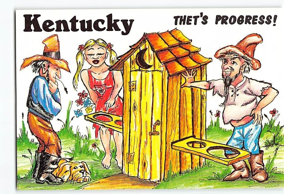 Postcard Thet's Progress Outhouse Humor Comic Card Kentucky USA