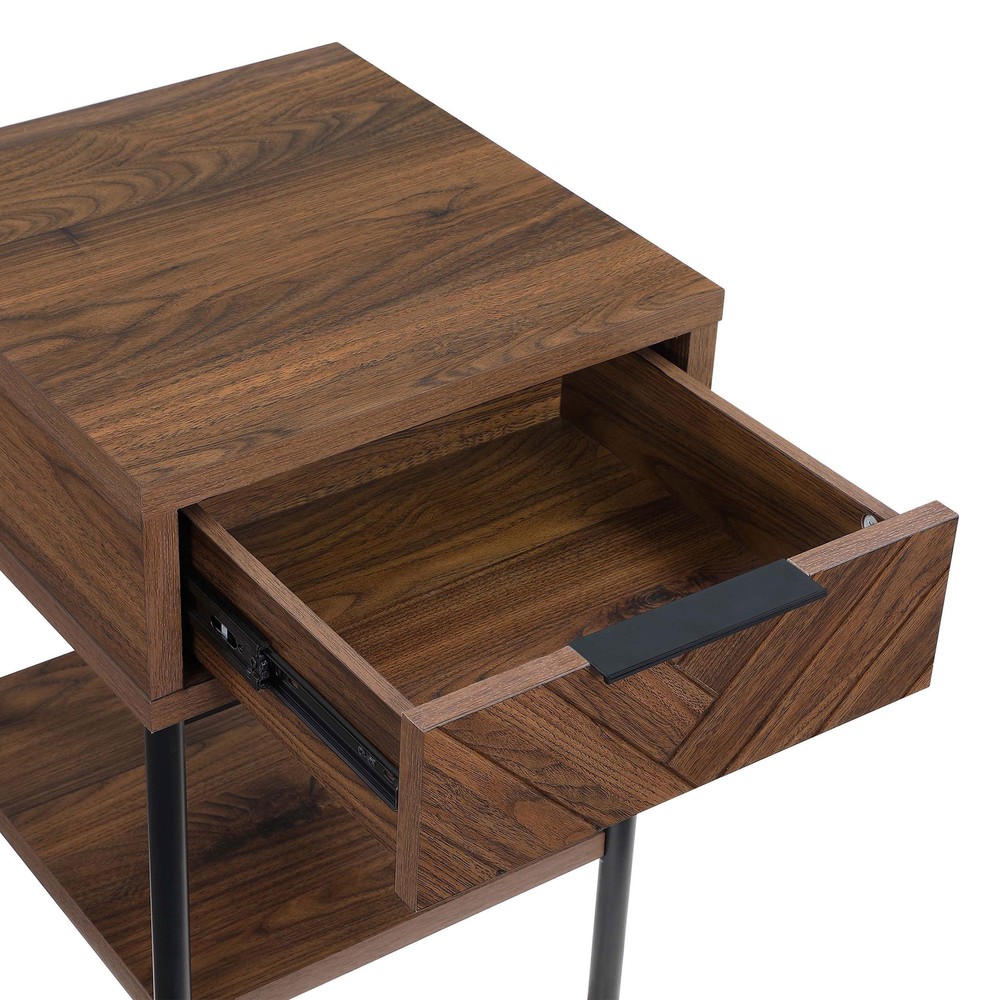Wyatt Geo End Table, Walnut Finish
