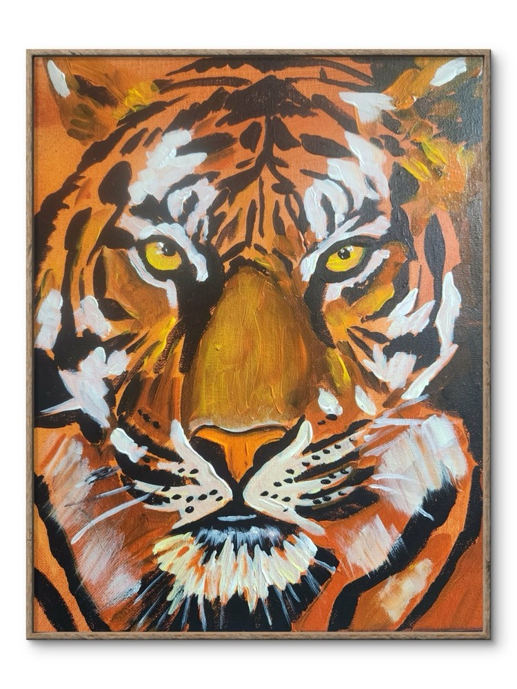 Original Tiger Abstract Original Wall Art 14X11 Canvas Impressionistic Bold
