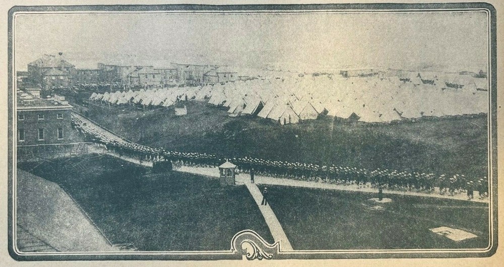 1917 Vintage WWI Illustration United States Naval Encampment at Newport RI
