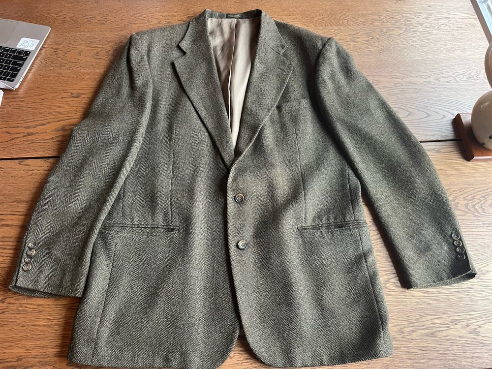Oscar de La Renta Suit Jacket 46L Brown Wool Blazer