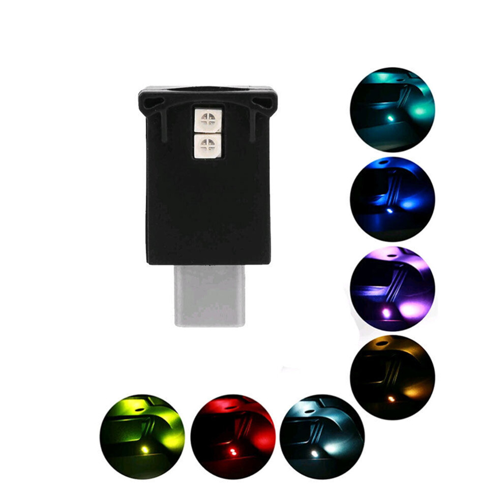 Mini Type-C RGB LED Car Light Interior Mood-Neon Night Atmosphere-Ambient Lamp A