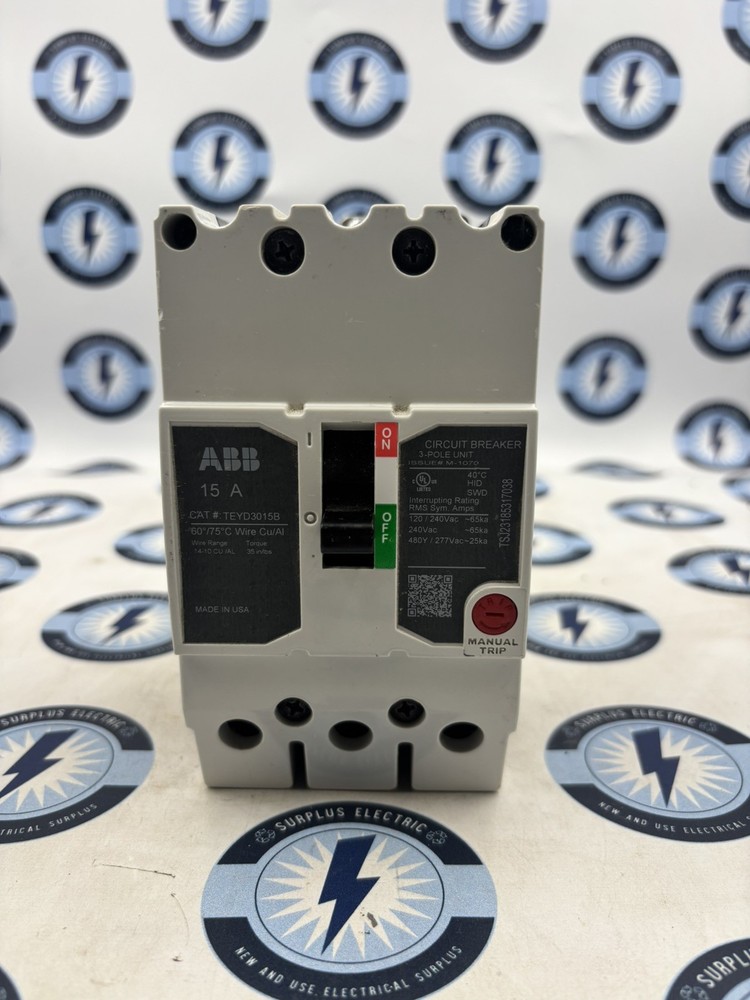 GE/ABB TEYD3015B Bolt-On Circuit Breaker 15A 480Y/277V 3P 3PH TEYD 15 AMP 3 Pole