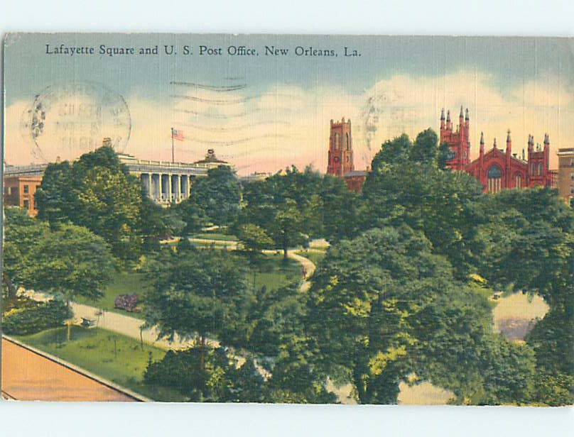 Linen LAFAYETTE SQUARE AND POST OFFICE New Orleans Louisiana LA hs1598