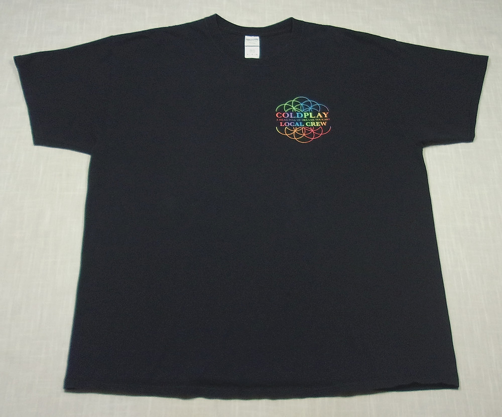 Used COLDPLAY Head Full Of Dreams Tour T-Shirt (2017) Local Crew RAINBOW! XL