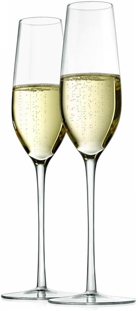 Elegant 9oz Hand-Blown Crystal Champagne Flutes Set of 2