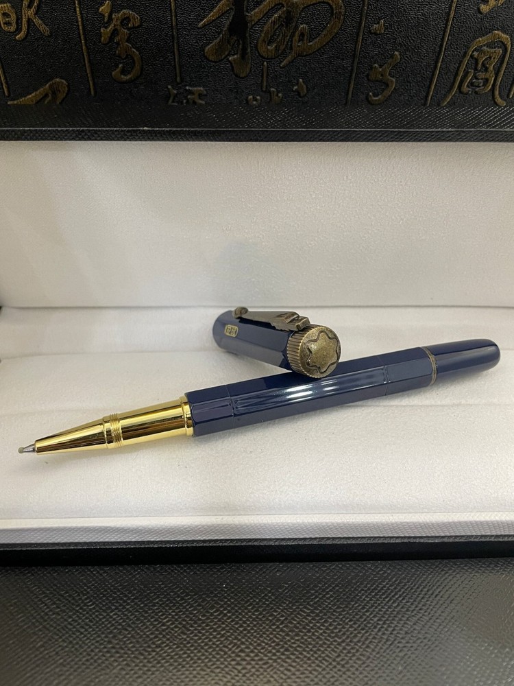 Deluxe Egypt-Series Blue-Gold Color 0.7mm Rollerball Pen No Box