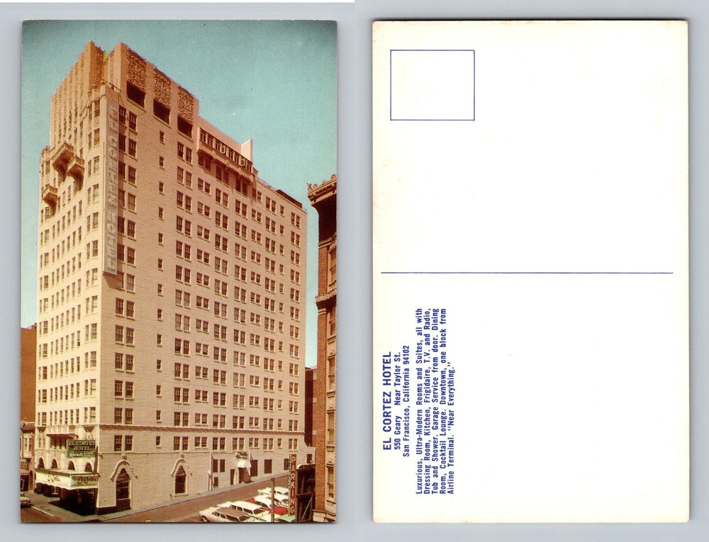 San Francisco CA-California, El Cortez Hotel Exterior Street, Vintage Postcard