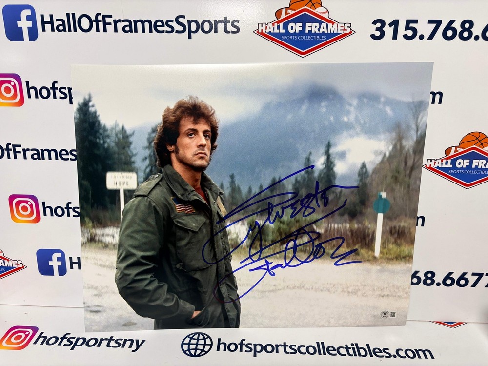 Sylvester Stallone Signed Rambo 16X20 Photo Beckett Coa