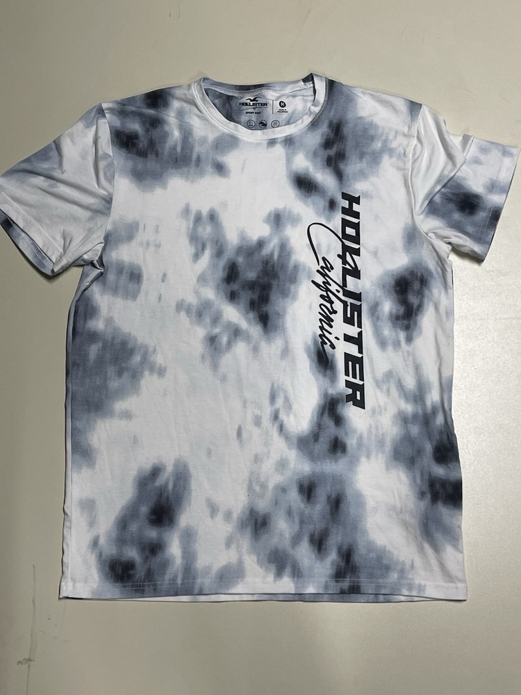 Hollister Sport Knit White Acid Wash Short Sleeve Performance T-Shirt Adult Med