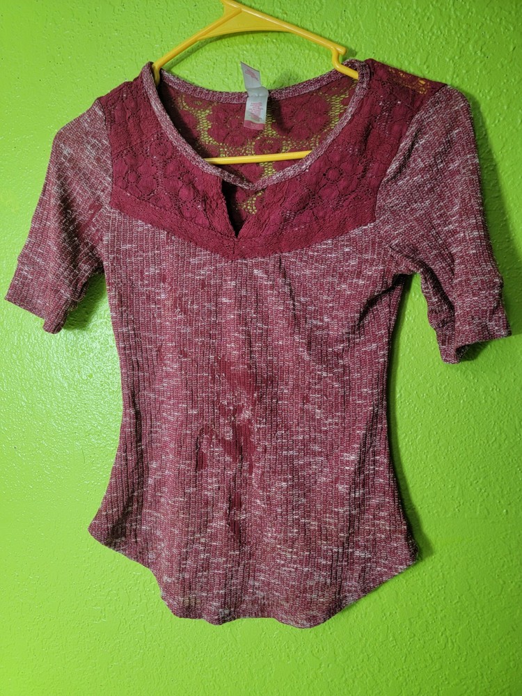 Nobo Red Womens Top Lace Shirt Size Small No Boundaries